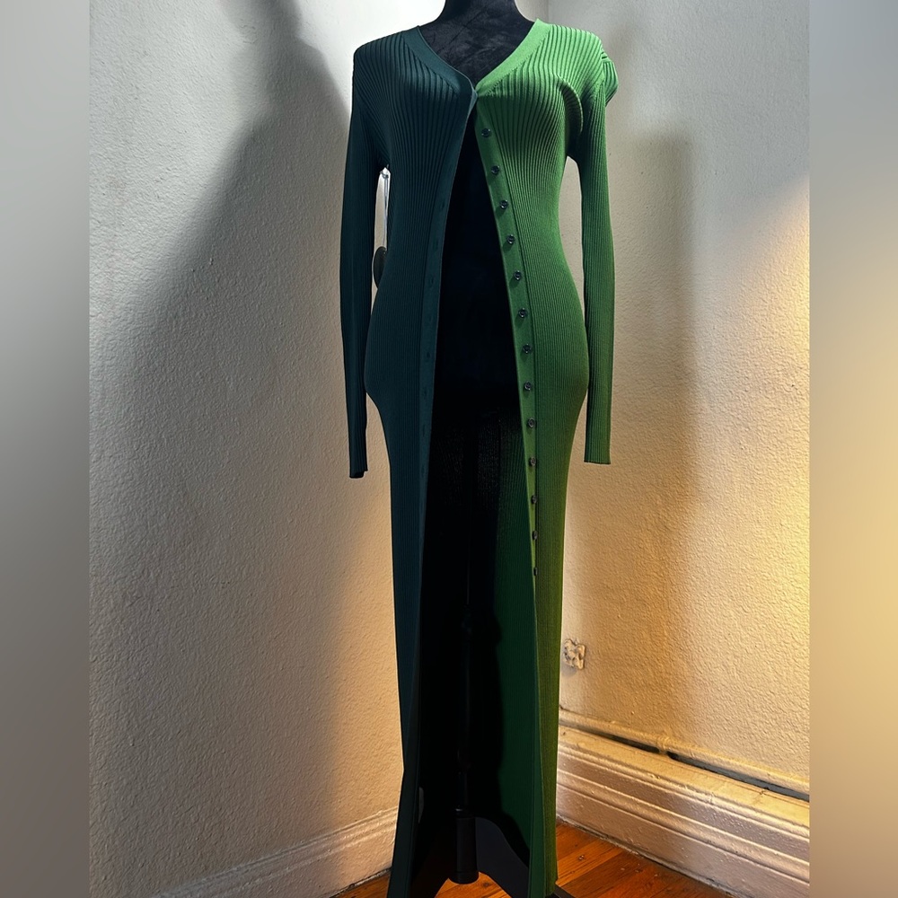 STAUD Shoko Two-Tone Long Green Sweater - Picture 2 of 10